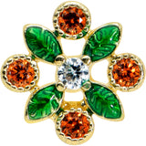 20G 1/4 Clear Red Gem Golden Crest Christmas Nose Bone