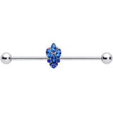 14G Blue CZ Gem Fountain Industrial Barbell 38mm