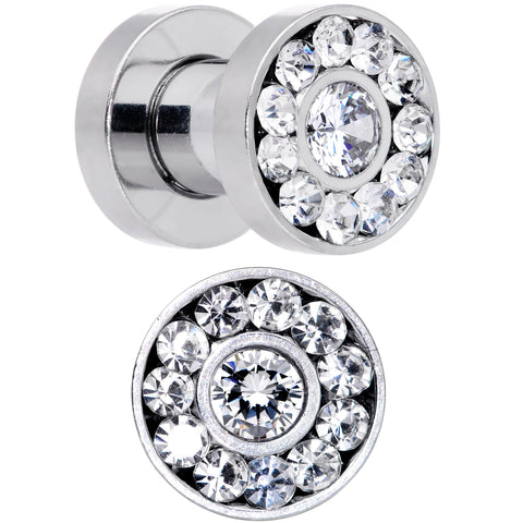 4G Clear Gem Concentric Circles Screw Fit Plug Set