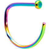 20G 3/8 Rainbow Implant Grade Titanium D Shape Nose Hoop