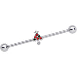 14G Clear Red Green Gem Christmas Tree Industrial Barbell 38mm