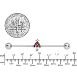 14G Clear Red Green Gem Christmas Tree Industrial Barbell 38mm