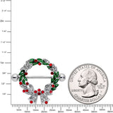 14G 11/16 Red Green Gem Christmas Wreath Nipple Shield Set