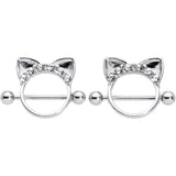 14G 9/16 Clear Gem Kitty Cat Ears Nipple Shield Set
