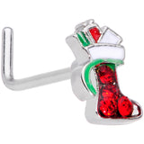 20G 7mm Red Gem Gifts Stocking Christmas L Shape Nose Ring