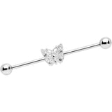 14G Clear Gem Butterfly Industrial Barbell 38mm