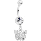 Clear Gem Baroque Butterfly Dangle Belly Ring