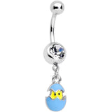 Clear Gem Blue Easter Egg Chick Dangle Belly Ring