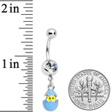 Clear Gem Blue Easter Egg Chick Dangle Belly Ring