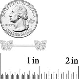 14G 9/16 Clear Gem Baroque Butterfly Barbell Nipple Ring Set