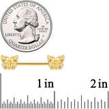 14G 9/16 Clear Gem Gold Tone Baroque Butterfly Nipple Ring Set