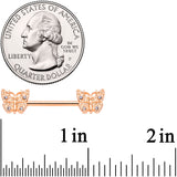 14G 9/16 Clear Gem Rose Gold Tone Butterfly Nipple Ring Set