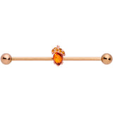 14G Brown Gem Rose Gold Tone Fall Autumn Acorn Industrial Barbell 38mm