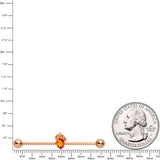 14G Brown Gem Rose Gold Tone Fall Autumn Acorn Industrial Barbell 38mm