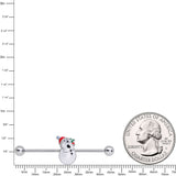 14G Aurora Green Gem Snowman Christmas Industrial Barbell 38mm