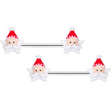 14G 9/16 Santas Beard Holiday Christmas Barbell Nipple Ring Set