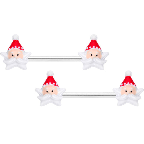 14G 9/16 Santas Beard Holiday Christmas Barbell Nipple Ring Set