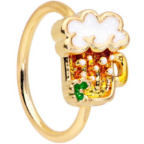 20G 5/16 Gold Tone Beer Mug St Patricks Day Nose Hoop