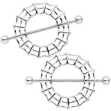 14G 7/8 Sexy Spider Web Halloween Nipple Shield Set
