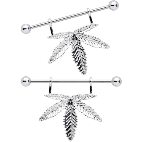 14G 11/16 Hanging Pot Leaf Dangle Nipple Shield Set