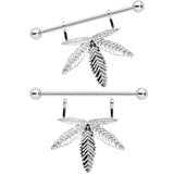 14G 11/16 Hanging Pot Leaf Dangle Nipple Shield Set