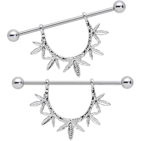 14G 5/8 Garland Pot Leaf Dangle Nipple Shield Set