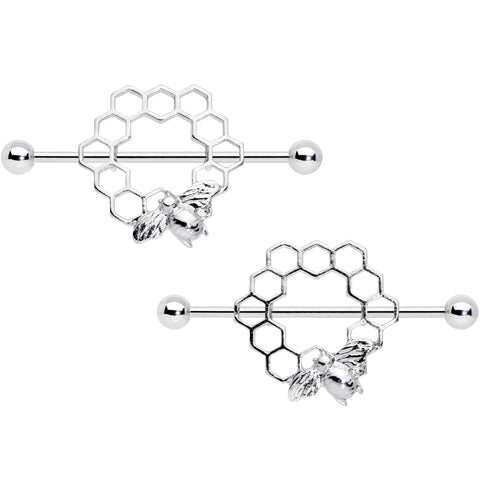 14G 1/2 Bee Hive Bee Nipple Shield Set