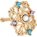 20G 1/4 White Synthetic Opal Gold Tone Web Nose Bone