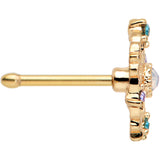 20G 1/4 White Synthetic Opal Gold Tone Web Nose Bone