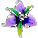 20G 1/4 Clear Gem Exotic Purple Flower Nose Bone