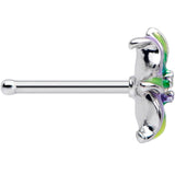 20G 1/4 Clear Gem Exotic Purple Flower Nose Bone