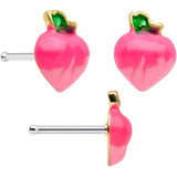 20G 1/4 Pink Gem Berry Leaves Spring Flower Nose Bone Set of 3