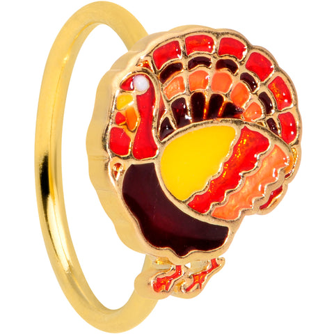 20G 5/16 Gold Tone Turkey Thanksgiving Nose Hoop