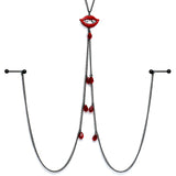 14G 9/16 Red Gem Vampire Lips Halloween Nipple Chain Necklace