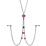 14G 9/16 Red Gem Vampire Lips Halloween Nipple Chain Necklace