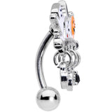 Black Gem Ghosts Pumpkin Halloween Dangle Top Mount Belly Ring