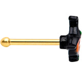 20G 1/4 Gold Tone Growling Pumpkin Halloween Nose Bone