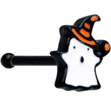 20G 1/4 Black Striped Hat Candy Ghost Halloween Nose Bone