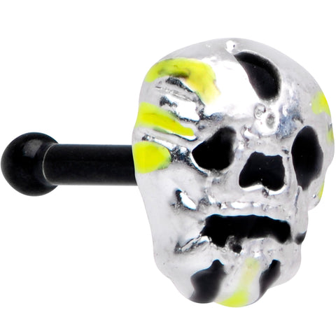 20G 1/4 Black Striped Skull Halloween Nose Bone