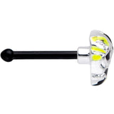 20G 1/4 Black Striped Skull Halloween Nose Bone