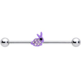 14G Clear Gem Purple Easter Bunny Industrial Barbell 38mm