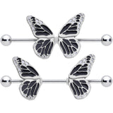 14G 7/8 Split Butterfly Barbell Nipple Ring Set