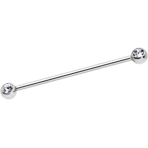 14G Clear Gem Ball Ends Industrial Barbell 35mm