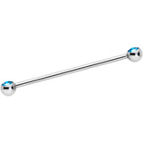 14G Aqua Gem Ball Ends Industrial Barbell 35mm