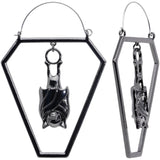 Black Bat Coffin Halloween Tunnel Plug Earrings