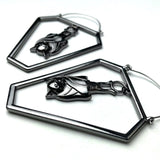 Black Bat Coffin Halloween Tunnel Plug Earrings