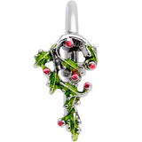 20G 5/16 Pink CZ Gem Candy Cane Holly Christmas Nose Hoop