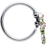 20G 5/16 Pink CZ Gem Candy Cane Holly Christmas Nose Hoop