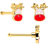 20G 1/4 Gold Tone Candy Cane Bell Christmas Nose Bone Set of 3