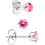 20G Pink CZ Gem 3mm to 5mm Post Stud Earring Set of 3